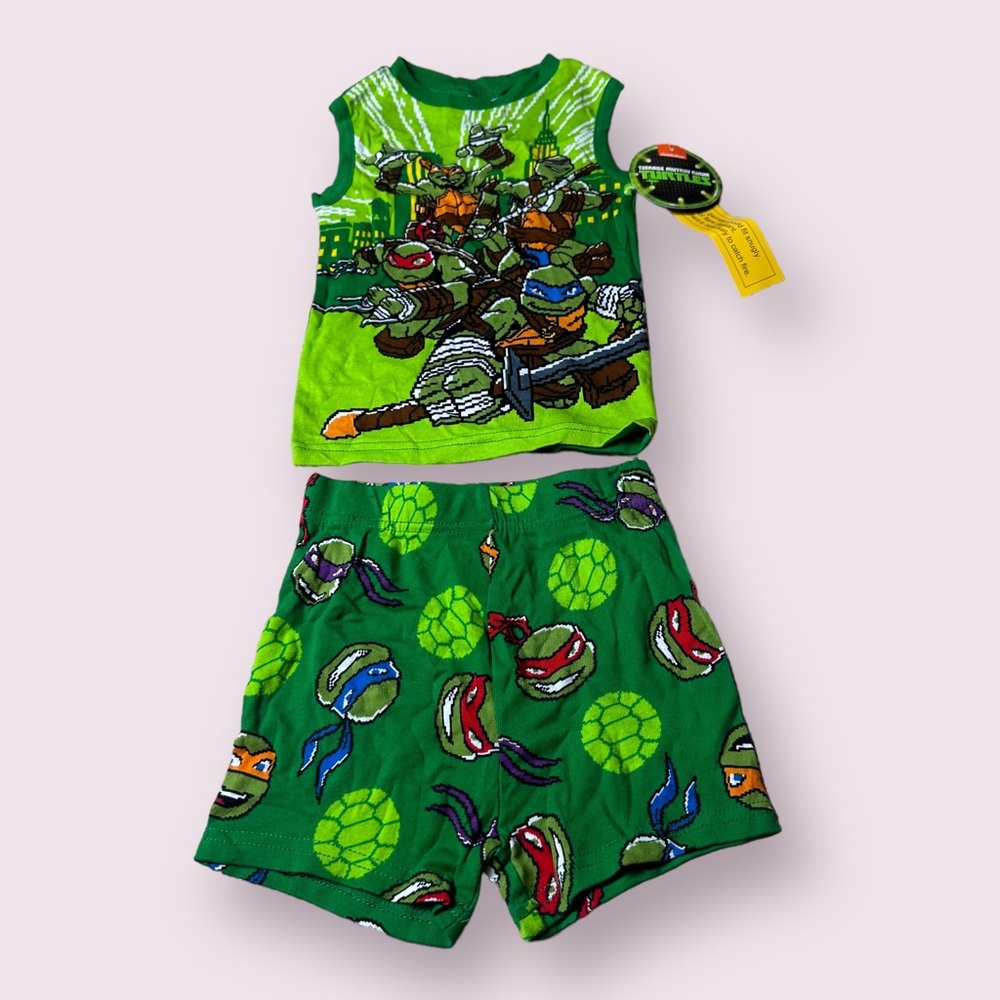 NWT Boys Nickelodeon Teenage Mutant Ninja Turtles Two Piece Shorts Tank Pajamas